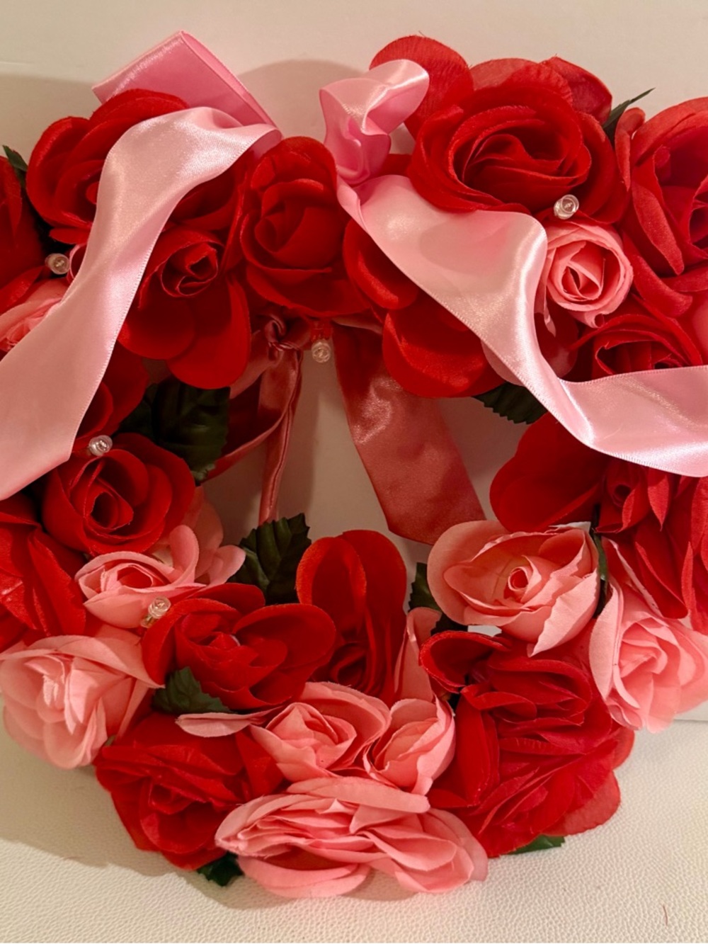 Avon Valentine Heart Rose Wreath Lighted Red Pink Floral Wall Hanging LED Decor - Picture 13 of 13
